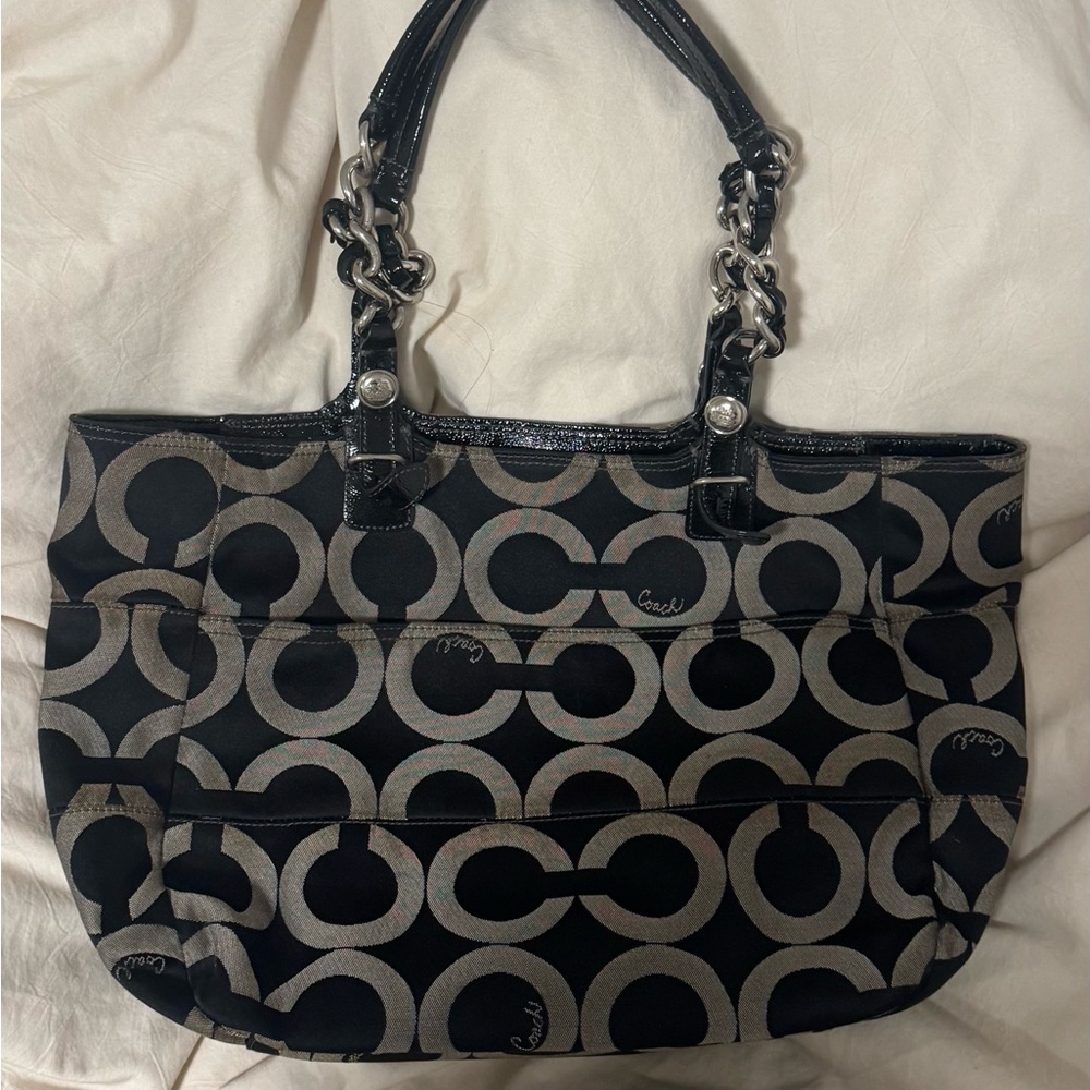 Coach Black and Gray Signature Tote